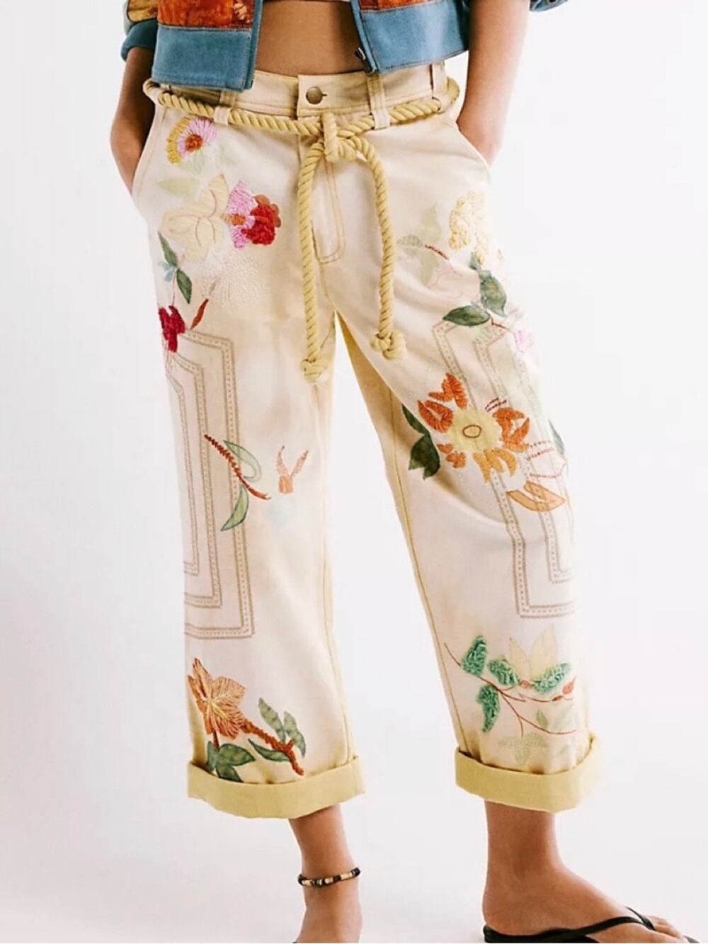 Free People We The Free Electric Sands Embroidered Pants